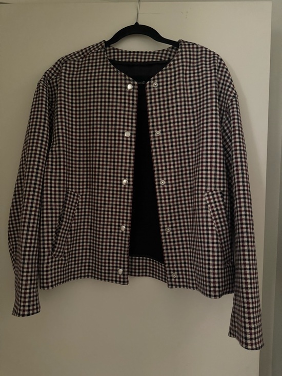 Madewell Jackets & Blazers - Madewell Burgundy & Black Gingham Snap-Front Jacket